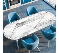 Odot Oval Table Cover Tablecloth Protector Elastic Edged Fitted Oval Tablecloths Wipeable Decoration for Garden Outdoor Kitchen Dining Room - 3D Grey Nordic (Marble,91x152cm)