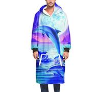 Odot Oversized Hoodie Sweatshirt Blanket, 3D Printing Super Soft Warm Comfortable Plush Blanket Microfiber Hoodie Giant Hoody Front Pocket Adults Men Women Teens (One Size,dolphin)