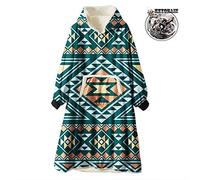 Odot Oversized Hoodie Sweatshirt Blanket, Bohemia Super Soft Warm Comfortable Plush Blanket Microfiber Hoodie Giant Hoody Front Pocket Adults Teens Man (One Size (110cm/43in),Dark Green Geometry)