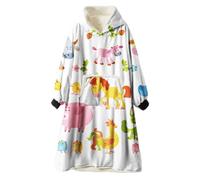 Odot Oversized Hoodie Sweatshirt Blanket, Cartoon Animal Print Super Soft Warm Comfortable Plush Blanket Microfiber Hoodie Giant Hoody Front Pocket Adults (One size (110cm/43in),pink pig)