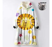 Odot Oversized Hoodie Sweatshirt Blanket, Cartoon Animal Print Super Soft Warm Comfortable Plush Blanket Microfiber Hoodie Giant Hoody Front Pocket Adults (One size (110cm/43in),yellow lion)