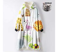 Odot Oversized Hoodie Sweatshirt Blanket, Cartoon Animal Print Super Soft Warm Comfortable Plush Blanket Microfiber Hoodie Giant Hoody Front Pocket Adults (One size (110cm/43in),pink flamingo)