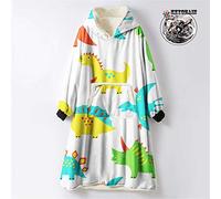 Odot Oversized Hoodie Sweatshirt Blanket, Cartoon Dinosaur Super Soft Warm Comfortable Plush Blanket Microfiber Hoodie Giant Hoody Front Pocket Adults Teens (One Size (110cm/43in),Blue Pterosaur)