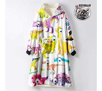 Odot Oversized Hoodie Sweatshirt Blanket, Cartoon Dinosaur Super Soft Warm Comfortable Plush Blanket Microfiber Hoodie Giant Hoody Front Pocket Adults Teens (One size (110cm/43in),big eyes)