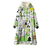 Odot Oversized Hoodie Sweatshirt Blanket, Cartoon Dinosaur Super Soft Warm Comfortable Plush Blanket Microfiber Hoodie Giant Hoody Front Pocket Adults Teens (One size (110cm/43in),green mail)
