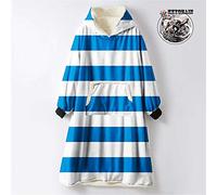 Odot Oversized Hoodie Sweatshirt Blanket, Geometric Super Soft Warm Comfortable Plush Blanket Microfiber Hoodie Giant Hoody Front Pocket Adults Teens (One Size (110cm/43in),Blue and White Stripes)