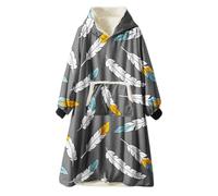 Odot Oversized Hoodie Sweatshirt Blanket, Multicolor Super Soft Warm Comfortable Plush Blanket Microfiber Hoodie Giant Hoody Front Pocket Adults Teens Man (One Size (110cm/43in),White Feather)