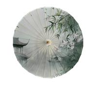 Odot Paper Parasol Umbrella, Chinese Bamboo Oil Paper Japanese Umbrella Wooden Handle Classical Peony Painting for Costumes Party Wedding Dancing Props Photography Festival (Green 1,Diameter 84cm)