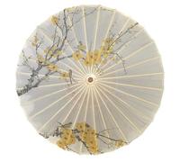 Odot Paper Parasol Umbrella, Chinese Landscape Oil Paper Japanese Umbrella Wooden Handle Classical Peony Painting for Costumes Party Wedding Dancing Props Photography Festival (Yellow 1,Diameter 84cm)