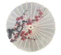 Odot Paper Parasol Umbrella, Chinese Landscape Oil Paper Japanese Umbrella Wooden Handle Classical Peony Painting for Costumes Party Wedding Dancing Props Photography Festival (Red,Diameter 84cm)