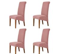 Odot Pink Chair Covers, Dining Chair Covers Set of 4, Stretch Corn Velvet Dining Room Slipcovers, Washable Removable High Back Slipcovers