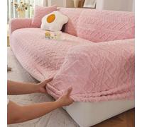 Odot Plush Sofa Cover,Cable Pattern High Stretch Sofa Cover 1/2/3/4/5 Seater, Breathable Garden Furniture Protector, Soft Non Slip Slipcovers for Living Room Furniture Protector (Pink,2 Seater)