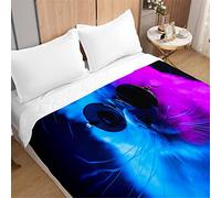 Odot Quilted Bedspread Throw Soft Microfiber Coverlet Quilt, 3D Cat Quilted Coverlets Comforter Lightweight Sofa Bed Cover Bedding for Double King (Psychedelic cat,150x200cm)