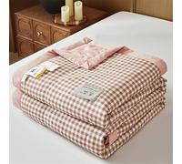 Odot Quilted Bedspreads Single Double King Size, Reversible Summer Quilted Throw Blanket for Sofa Bed, Soft Lightweight Bed Coverlet Throw, Solid Color Plaid (Pink,150x200cm)