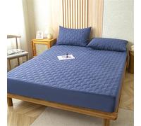 Odot Quilted Mattress Protectors Extra Deep Double King, Waterproof All-Around Elastic Mattress Pad Fitted Bed Sheet Bed Cover Noiseless Topper Fitted Mattress Cover (Dark blue,150x200+28cm)