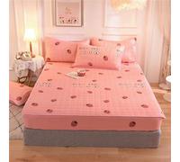 Odot Quilted Mattress Protectors Extra Deep Single Double King Size, Soft All-Around Elastic Mattress Pad Fitted Bed Sheet Bed Cover Noiseless Topper Fitted (150x200+28cm,pink strawberry)