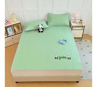 Odot Quilted Mattress Topper, Panda Pattern Latex Filler Quilted Mattress Protector & 2 Pillowcase, Topper Cover with 4 Side Elastic Strap, for Single Double King Size Bed (Green,90x190cm)