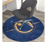 Odot Round Office Chair Mat for Carpeted and Hardwood Floor Protector,Diatom Mud Non-Slip Computer Gaming Rolling Chair Desk Mat Multi-Purpose Protection Carpet for Wooden Floors (Gold circle,80cm)