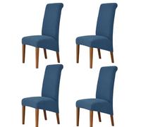 Odot Sapphire Blue Chair Covers, Dining Chair Covers Set of 4, Stretch Corn Velvet Dining Room Slipcovers, Washable Removable High Back Slipcovers
