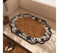 Odot Shower Mat Non Slip Bath Mat with Drain,Classical Chinese Soft Loofah Bathroom Pads for Inside Shower Wet Areas,Washable Quick Drying,Cut to Size Bathroom Floor Bathtub Pad (Camel 8,40x60cm)