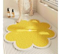 Odot Shower Mat Non Slip Bath Mat with Drain, Clover Pattern Soft Loofah Bathroom Pads for Inside Shower Wet Areas, Washable Quick Drying, Cut to Size Bathroom Floor Bathtub Pad (Yellow,60x60cm)