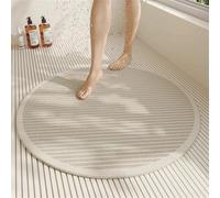 Odot Shower Mat Non Slip Bath Mat with Drain, Round Modern Quick Drying PVC Loofah Bathroom Pads for Inside Shower & Wet Areas, Can be Cut Washable Bathroom Floor Bathtub Pad (Khaki,70cm)