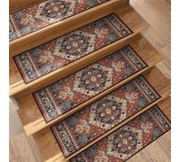 Odot Silent Stair Pads Non-Slip Stair Mats, Bohemia Stair Runner Carpet Treads, Removable Reused Stair Carpet, Stairslide Carpets for Elders, Kids & Pet Rugs Safety Mats (Bohemian,Set of 5)