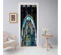 Odot Single Blackout Door Curtain, Mandala Style Door Curtain with Eyelets 1 Panel Hallway Porch Privacy Room Partition Thermal Drapes for Living Room Doorway (Mandala Style,W 66 x L 90")