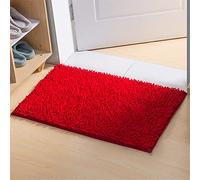 Odot Slip-Resistant Chenille Bath Mats Rugs, Extra Soft and Absorbent Bathmat Toilet Shower for Bathroom Doormats Kitchen Door Way Feet Mat Washable Mats Carpet (Red,60x90cm)