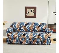 Odot Sofa Cover with Skirt, Leaf Print High Stretch Sofa Cover 1 2 3 4 Seater, Breathable Super Soft Non Slip Slipcovers for Living Room Dogs Cats Pet Furniture Protector (Orange,1 Seater)