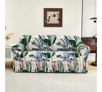 Odot Sofa Cover with Skirt, Leaf Print High Stretch Sofa Cover 1 2 3 4 Seater, Breathable Super Soft Non Slip Slipcovers for Living Room Dogs Cats Pet Furniture Protector (Lily,3 Seater)