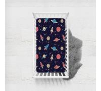Odot Soft Cot Bed Sheets, Baby Bed Sheets Cot Bed Mattress Protector, Bassinet Sheets, 140x70cm, Planet Rocket 2