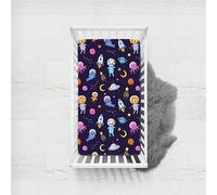 Odot Soft Cot Bed Sheets, Bedside Cribs Fitted Sheets for Boys and Girls, Baby Bed Sheets Cot Bed Mattress Protector, Bassinet Sheets, Easy Care and Dureable (135x100cm,Planet Rocket 3)