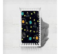 Odot Soft Cot Bed Sheets, Bedside Cribs Fitted Sheets for Boys and Girls, Baby Bed Sheets Cot Bed Mattress Protector, Bassinet Sheets, Easy Care and Dureable (95x65cm,Planet Rocket 4)