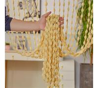 Odot Solid Color Bold String Door Curtain, Beaded Door Curtain with Fringe,Bead Curtains for Doorways,Fly Screen Insect Bug for Doorways Party Decorations Room Divider (Light Yellow,100x200cm)
