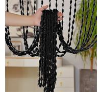 Odot Solid Color Bold String Door Curtain, Beaded Door Curtain with Fringe,Bead Curtains for Doorways,Fly Screen Insect Bug for Doorways Party Decorations Room Divider (Black,100x200cm)