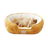Odot Solid Color Fleece Dog Bed, Washable Rectangle Pet Bed for Kitten Puppy, Pet Cushion with Soft Cosy Warm Plush Fabric and Anti-Slip Bottom, Can Soothe Cats and Dogs (Yellow,L: 58x50cm)