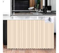 Odot Solid Color Kitchen Cabinet Curtains Self-adhesive with Hook and Loop, Dust-Proof Privacy Short Curtain for Under the Sink Cupboards Shoe Shelf Storage Room (Beige,W 39 x H 55″)