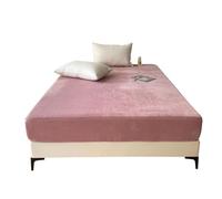 Odot Solid Color Velvet Fitted Sheet, Fitted Sheets with Deep Pocket 25~30cm, Single Double King Size Bed Sheets, Soft Breathable Microfiber Bed Sheet for Children Adult (180x200cm,Pink)
