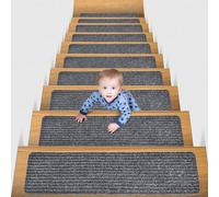 Odot Stair Pads, 2 5 10 13 15 PCS Stair Mats,Solid Colour Stair Runner Carpet Treads, Non-Slip Machine Washable Stair Carpet, Stairslide Carpets Rugs Safety Mats for Elders (2PC,Dark grey)
