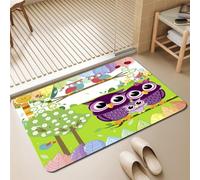 Odot Stone Bath Mat Non Slip (Owl 5,60x90cm) | Quick Dry Diatomaceous Earth Mat, Highly Absorbent Floor Mat for Bathroom, Secure Anti-Slip Backing, Easy Maintenance.