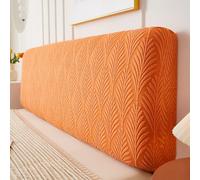 Odot Stretch Jacquard Headboard Cover for Single Double King Size Bed, Solid Color All-inclusive Dustproof Washable Bed Head Cover for Upholstered Headboard Bedroom Decor (Leaf Orange,180cm)