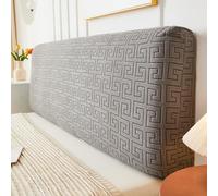 Odot Stretch Jacquard Headboard Cover for Single Double King Size Bed, Solid Color All-inclusive Dustproof Washable Bed Head Cover for Upholstered Headboard Bedroom Decor (Simple Dark Gray,220cm)