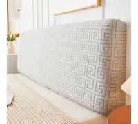 Odot Stretch Jacquard Headboard Cover for Single Double King Size Bed, Solid Color All-inclusive Dustproof Washable Bed Head Cover for Upholstered Headboard Bedroom Decor (Simple Light Gray,180cm)