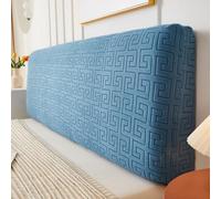 Odot Stretch Jacquard Headboard Cover for Single Double King Size Bed, Solid Color All-inclusive Dustproof Washable Bed Head Cover for Upholstered Headboard Bedroom Decor (Simple Blue,180cm)