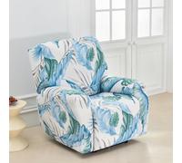Odot Stretch Recliner Chair Cover, 4 Piece 3D Flower Leaf Pattern Couch Sofa Slipcover with Pockets, All-Inclusive Fit Furniture Protector for Recliner (Blue-Green 2,One Size)