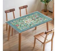 Odot Stretch Tablecloth, Rectangular Table Cover with Elastic Edged, 3D Retro Pattern Washable Fitted Protector for Banquet Folding Desk Event Wedding (Exotic Style 6,100x100cm)