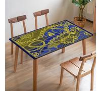 Odot Stretch Tablecloth, Rectangular Table Cover with Elastic Edged, 3D Retro Pattern Washable Fitted Protector for Banquet Folding Desk Event Wedding (Retro Style F,140x80cm)