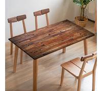 Odot Stretch Tablecloth, Rectangular Table Cover with Elastic Edged, 3D Wood Grain Washable Fitted Protector for Banquet Folding Desk Event Wedding (Wooden Board 3,170x95cm)