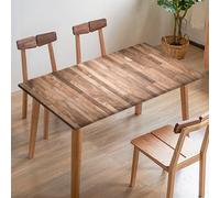 Odot Stretch Tablecloth, Rectangular Table Cover with Elastic Edged, 3D Wood Grain Washable Fitted Protector for Banquet Folding Desk Event Wedding (Wooden Board E,110x110cm)